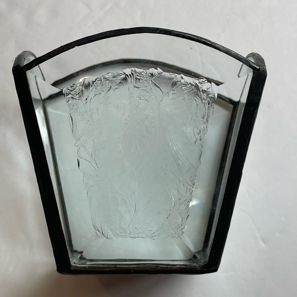 ARTISAN Hand Made Candle Holder Beveled Frosted Etched Glass Mirror Bottom - Picture 2 of 12